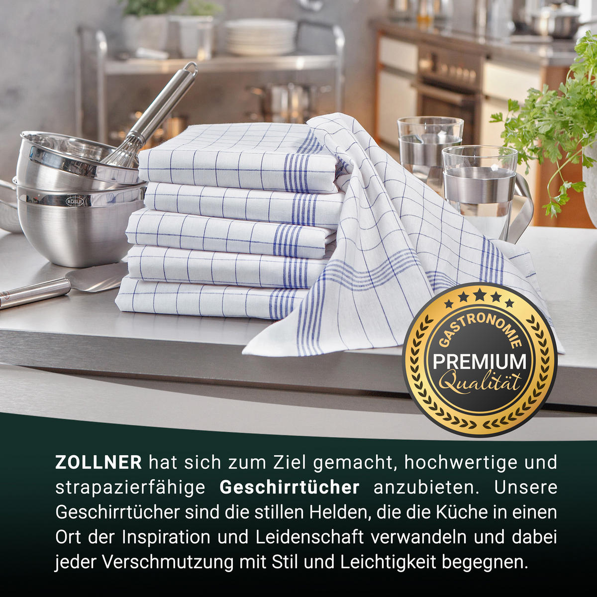 GESCHIRRTÜCHER, 10er-Set, 50x70 cm, 100% Baumwolle, Blau - Blau, Textil (50/70cm) - Zollner