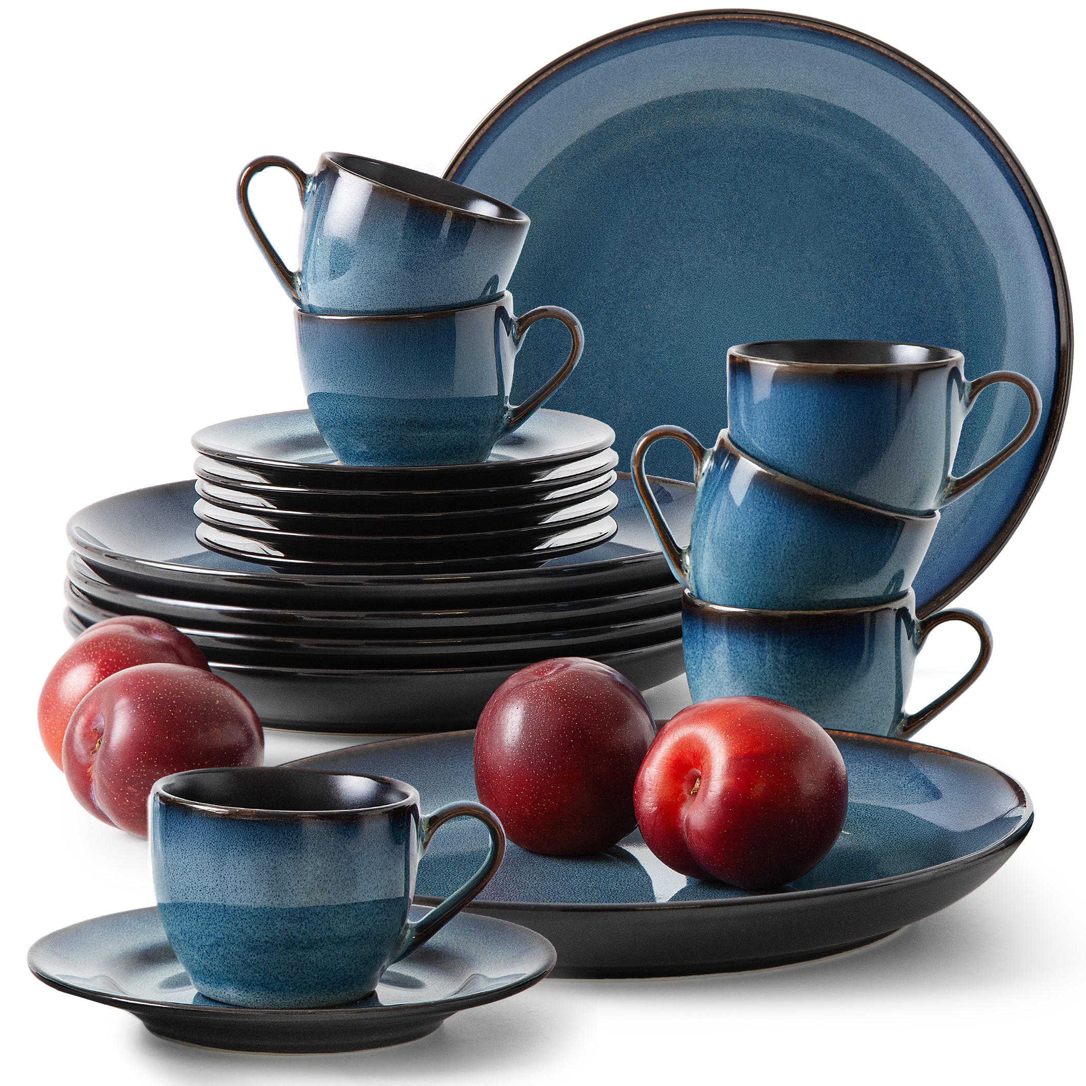 KAFFEESERVICE ESPRESSO 6 Personen BALI 18-tlg - Blau, Keramik (9.5/6.5/9.5cm) - Ritzenhoff Breker