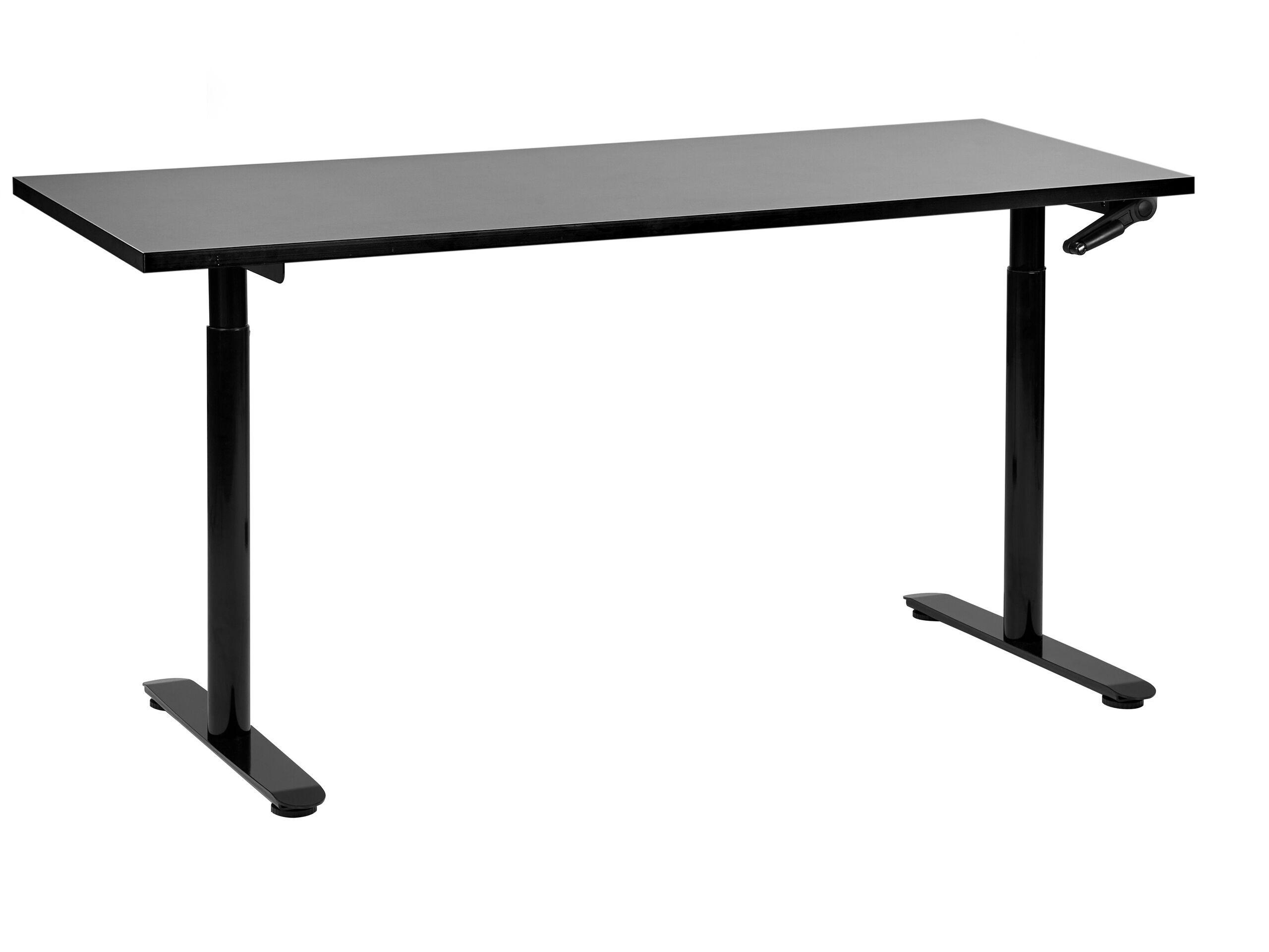 HÖHENVERSTELLBARER SCHREIBTISCH Manuell 160/72 cm Schwarz Destin IV - Schwarz, Holzwerkstoff (72/160/74cm) - Beliani