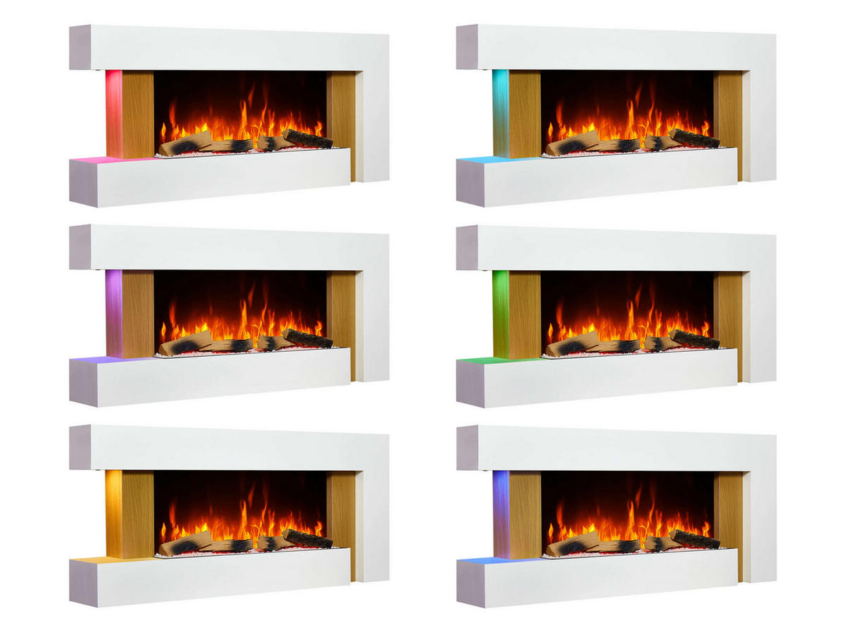ELEKTROKAMIN Fjord AF52 – 3D-Flammeneffekt, Heizfunktion, WLAN - Weiß, Glas/Holzwerkstoff (132/58/21cm) - ArtiFlame