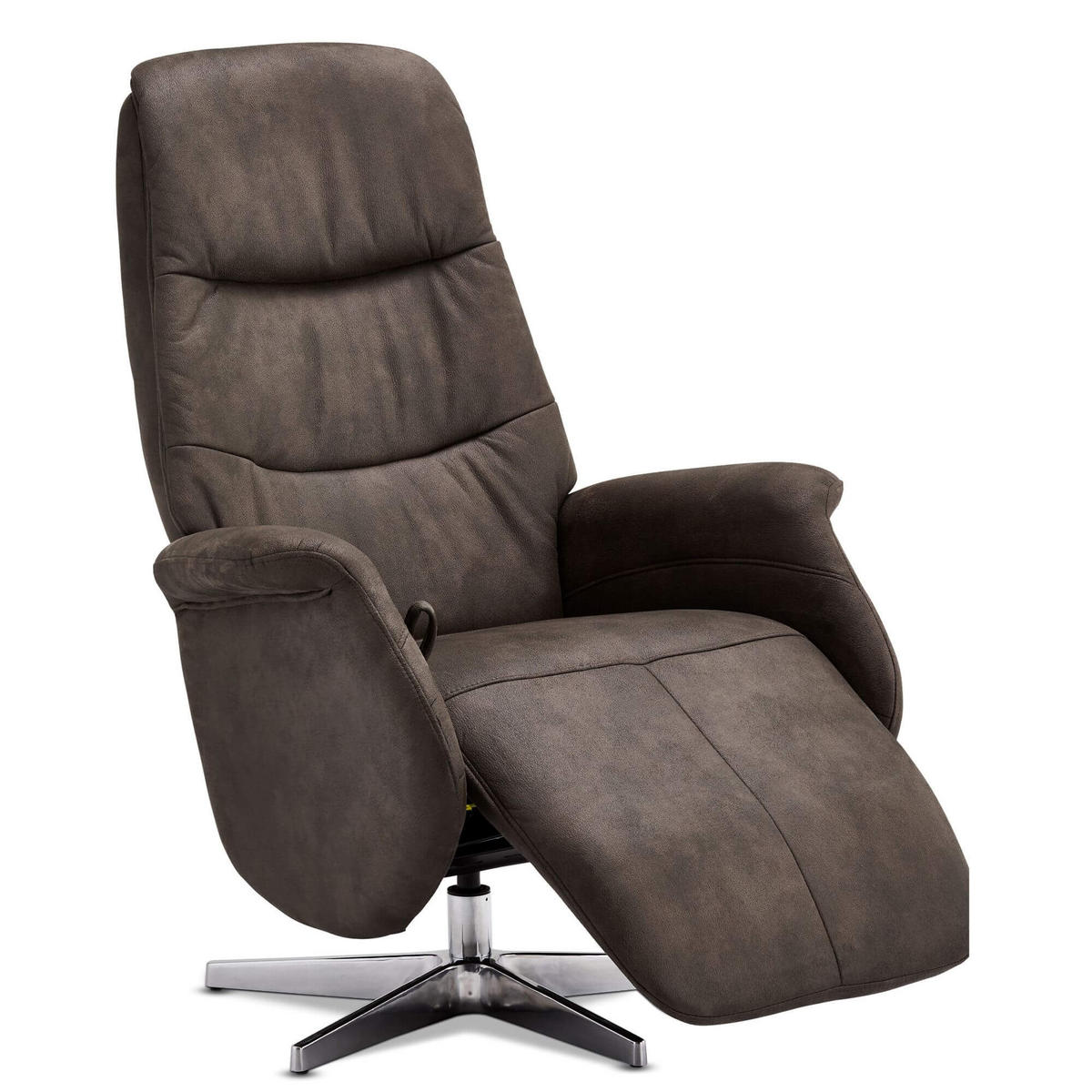 RELAXSESSEL Mikrofaser Taupe Grau - Schwarz/Braun, Leder/Textil (90/114/79cm) - Furnhouse