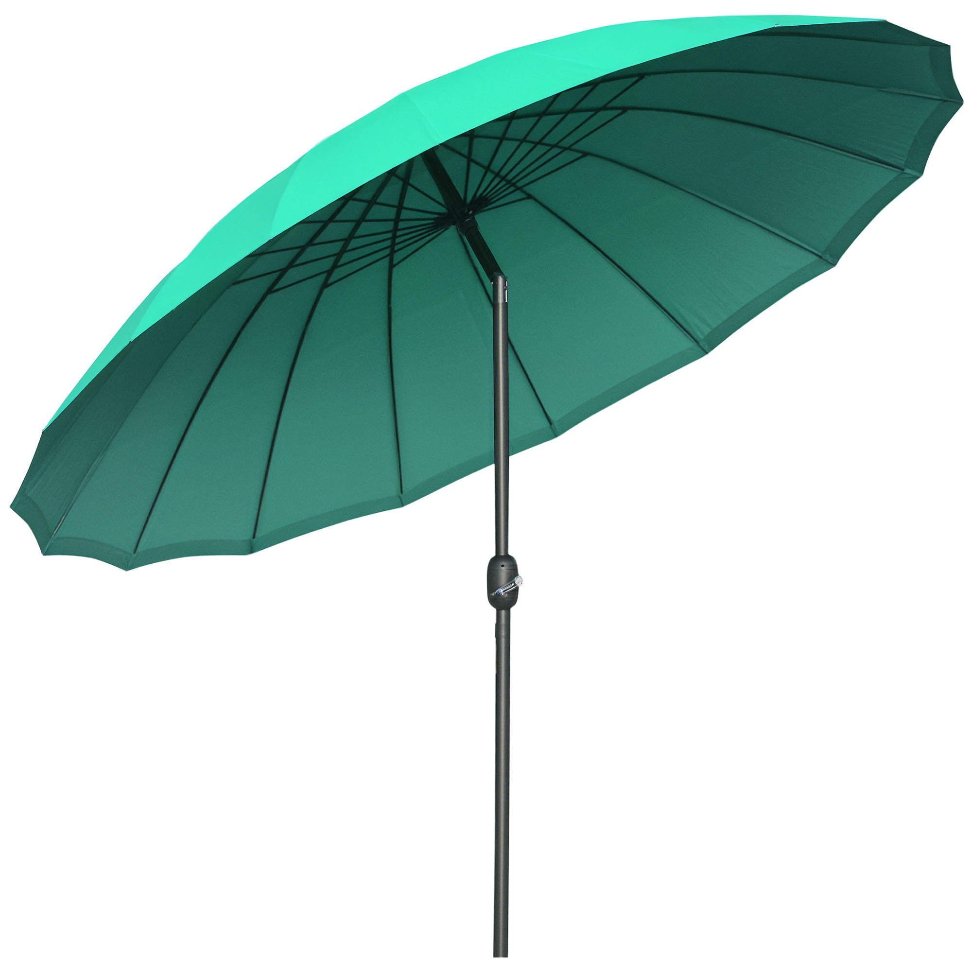 SONNENSCHIRM DE-11406 neigbar, mit Kurbel, 18 Streben Grün - Grün, Metall (255/255cm) - ComfortXL
