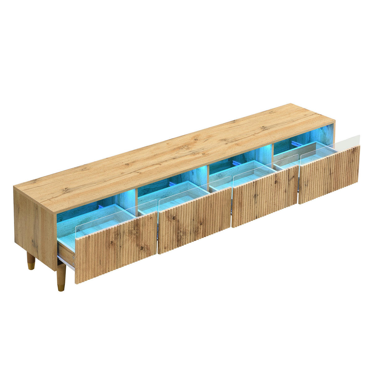 LOWBOARD 178/35/45 cm aus MDF mit 4 Schubladen und Kabeldurchführungen Holzfarbe - Naturfarben, Holzwerkstoff (178/45/35cm) - Modenvie