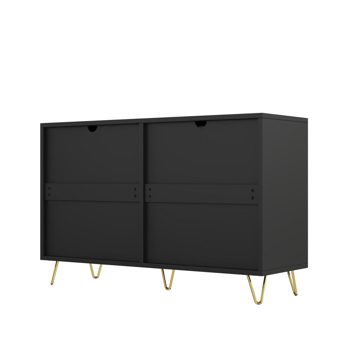 KOMMODE 120/40/77 cm aus Spanplatte mit 6 Schubladen Schwarz/Gold - Schwarz, Holzwerkstoff (120/77/40cm) - Modenvie