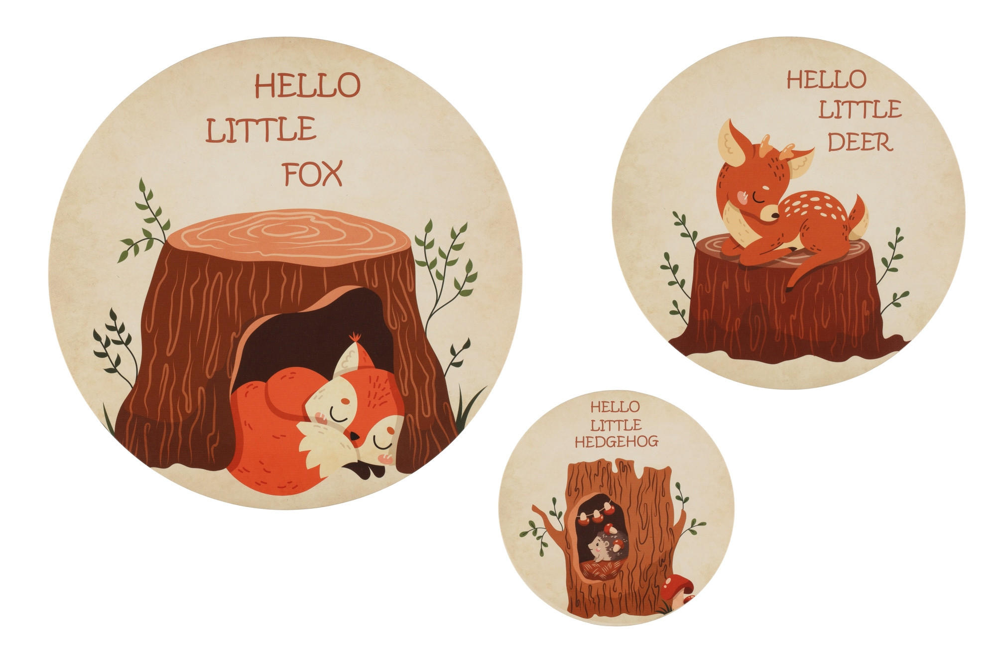 BILDERSET Tiere rund 3er-Set - Multicolor, Holzwerkstoff (40/40cm)