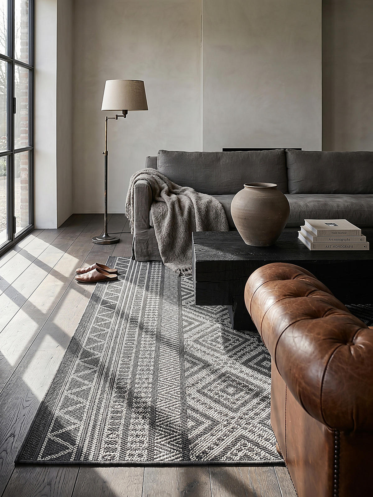 FLACHWEBTEPPICH Berber ESERA Polypropylen Anthrazit 120 x 160 cm - Anthrazit, Textil (120/160cm) - KADIMA DESIGN