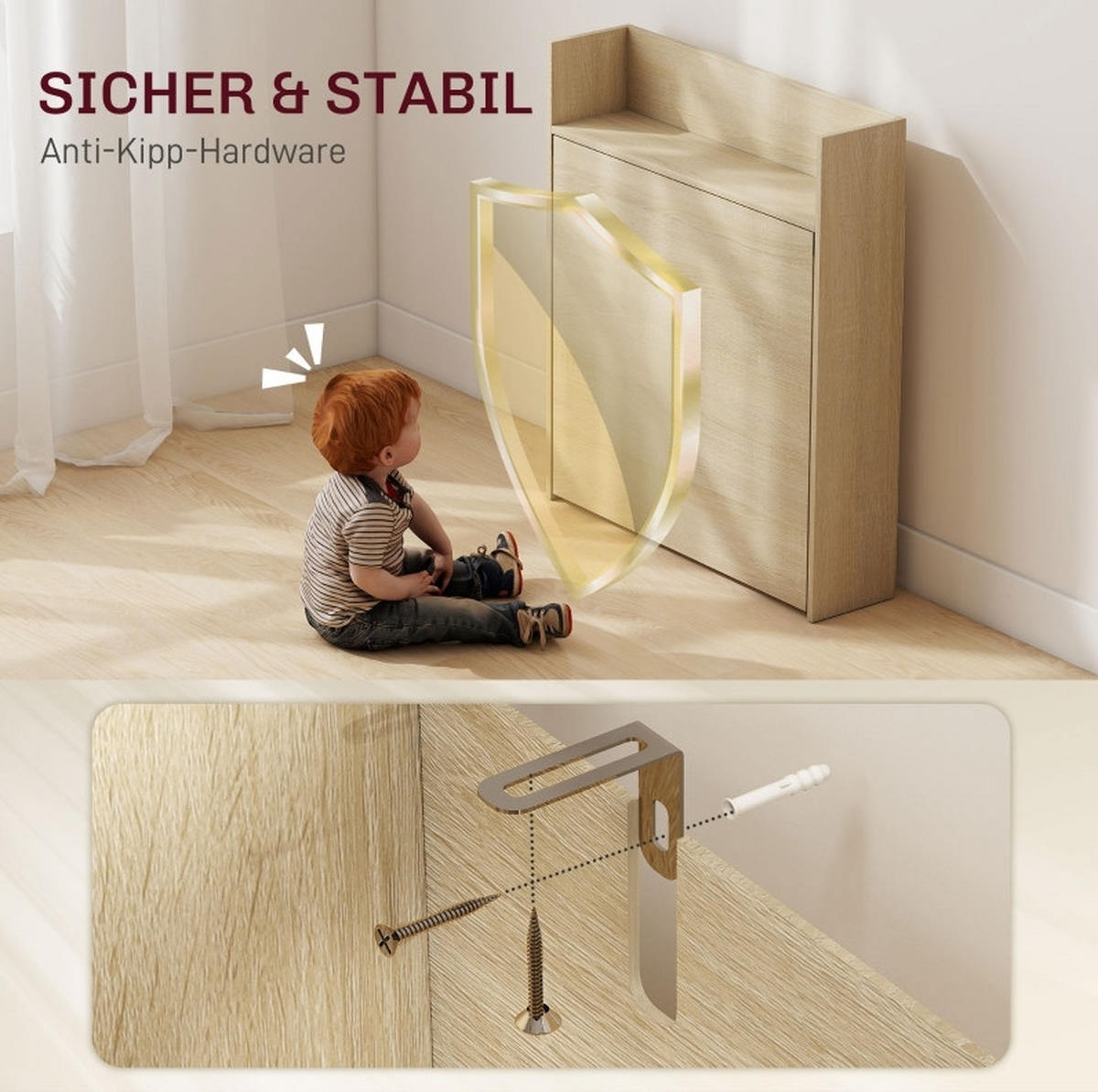ESSTISCH 78,5/91/93 cm eiche klappbar mit 3 Regalen aus Holz und Stahl - Eichefarben, Holz (91/78.5/93cm) - OKWISH