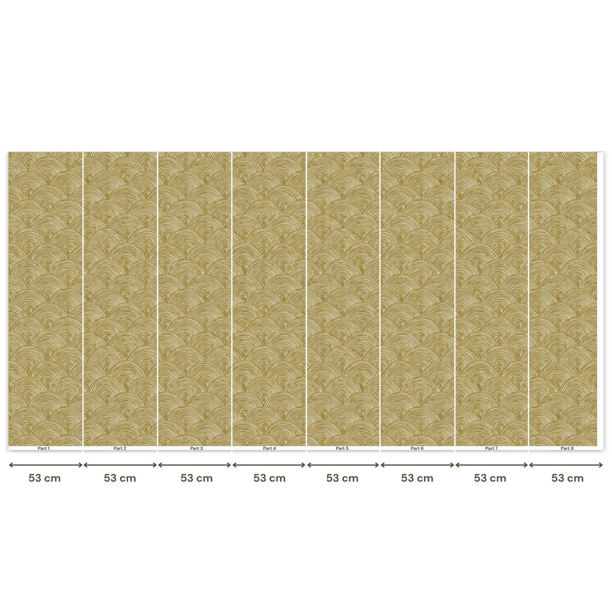 TAPETE - Fächer - Geometrisch - Grün - 400x200 cm - Goldfarben, Papier (400/200cm) - OnlyWow