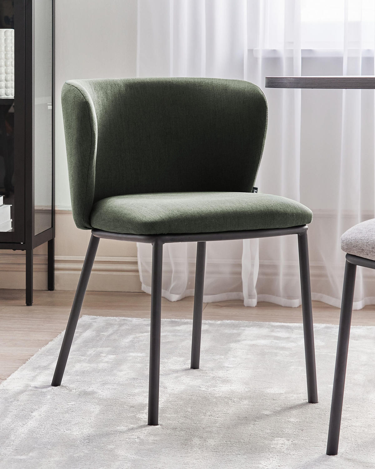 ÉTKEZŐSZÉK 2 darabos Szett Kárpit Zöld Mina - zöld, textil/fém (48/75/52cm) - Beliani