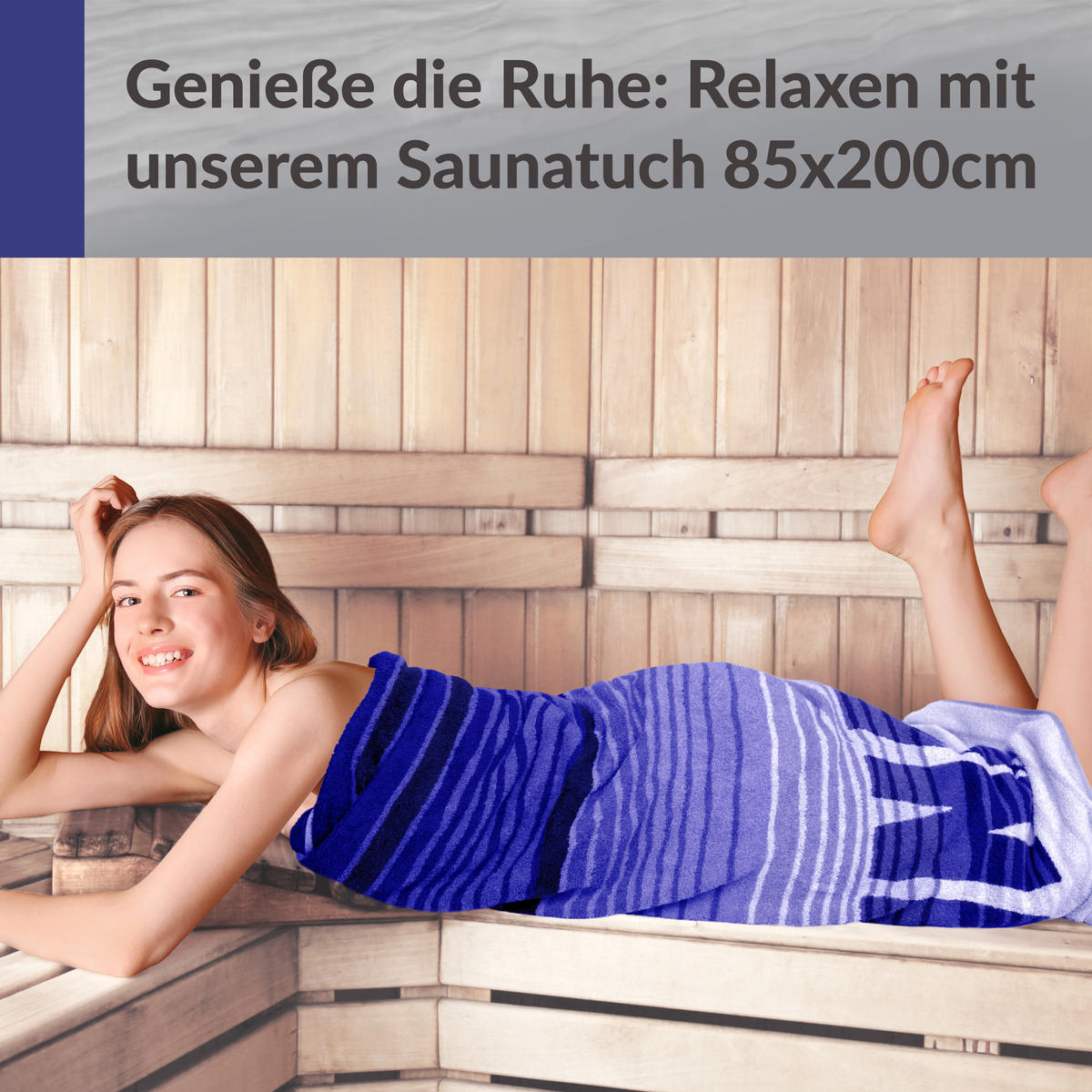 SAUNAHANDTUCH Oslo Hellblau – Blau 85x200 cm - Blau/Hellblau, Textil (85/200cm) - Lashuma