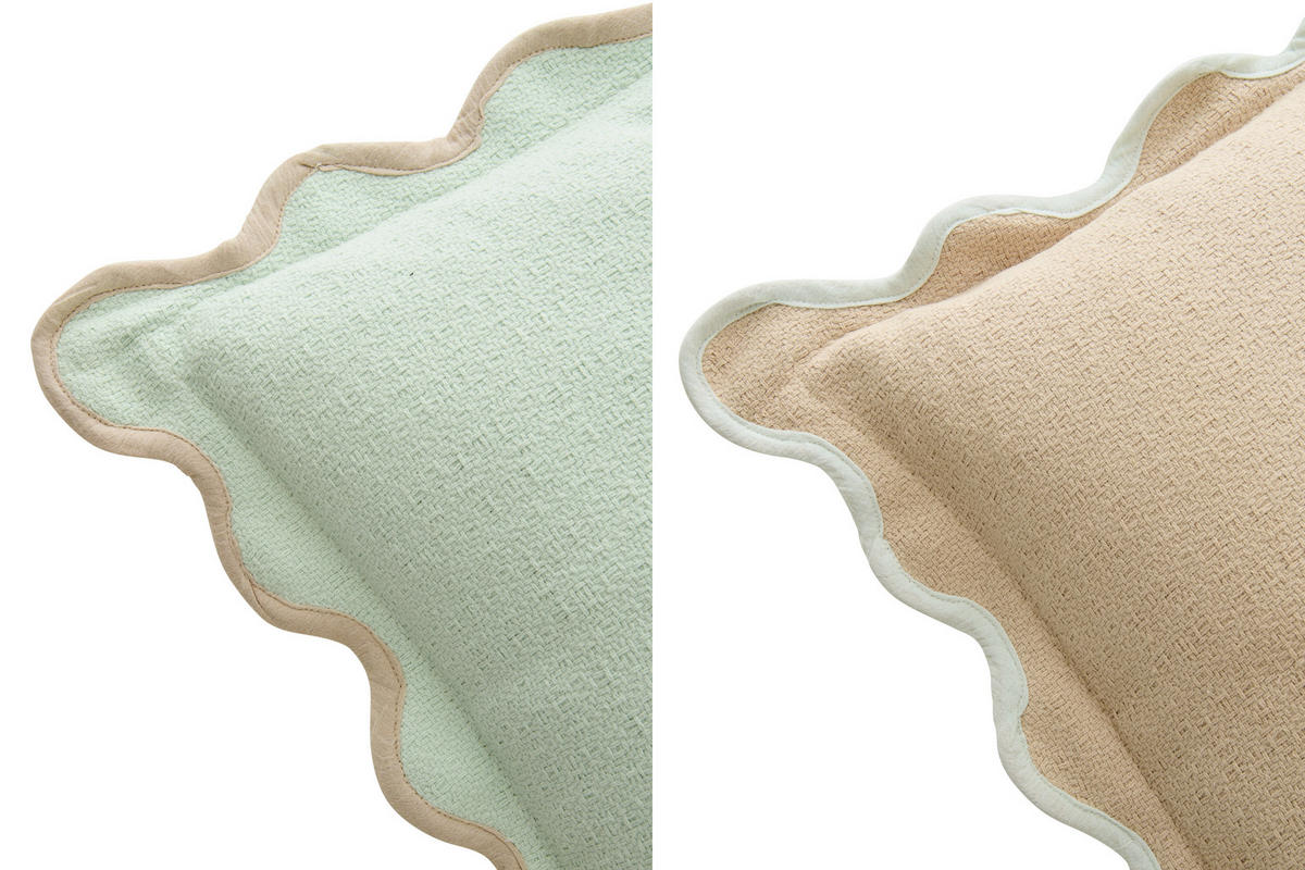 KISSEN AUSGESCHNITTEN Multi - Sandfarben/Salbeigrün, Textil (45/45cm) - J-Line