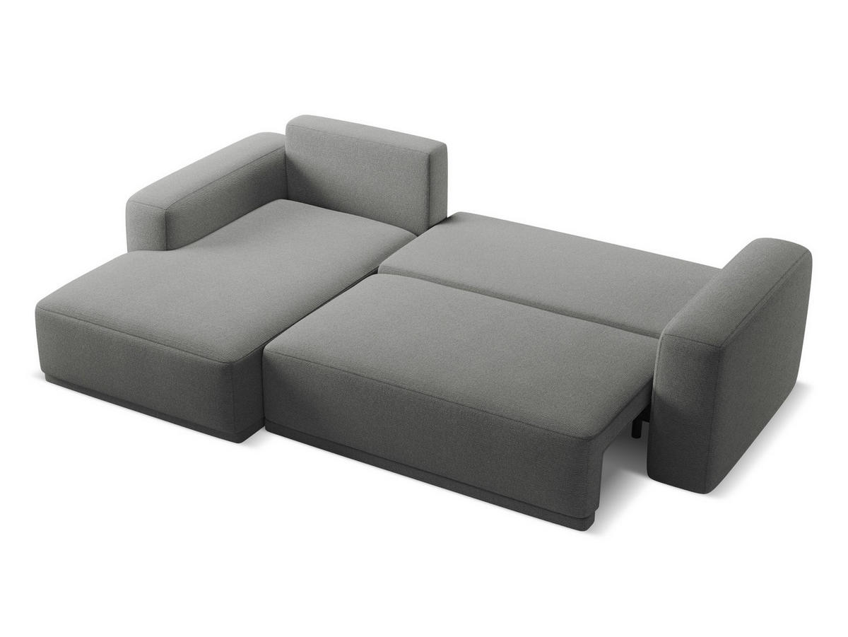 ECKSOFA mit Schlaffunktion Chenille Stoff Grau - Schieferfarben/Schwarz, Kunststoff/Textil (160/258cm) - Makamii