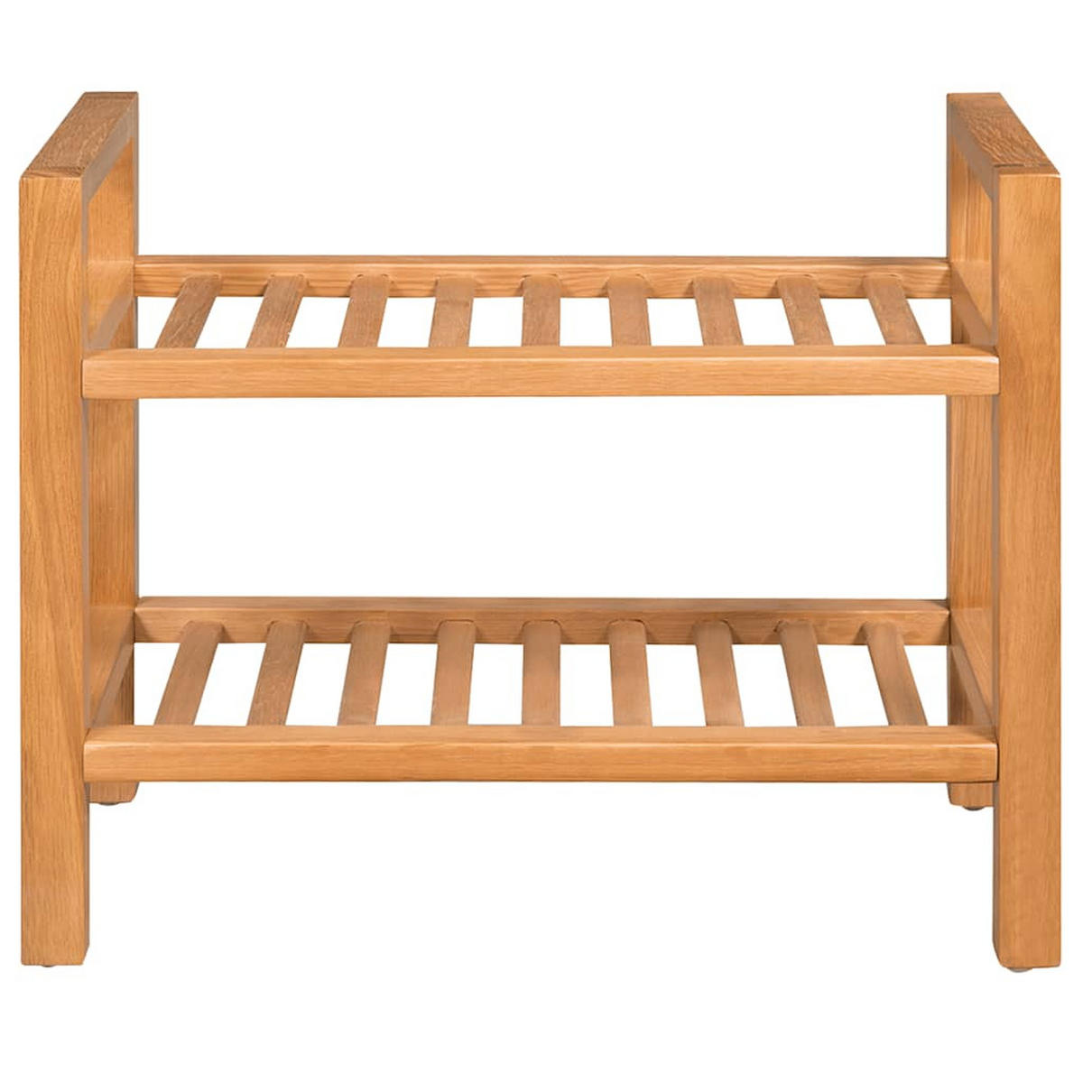 SCHUHREGAL Mit 2 Etagen 50/27/40 Cm Massivholz Eiche - Braun, Holz (50/40/27cm) - vidaXL