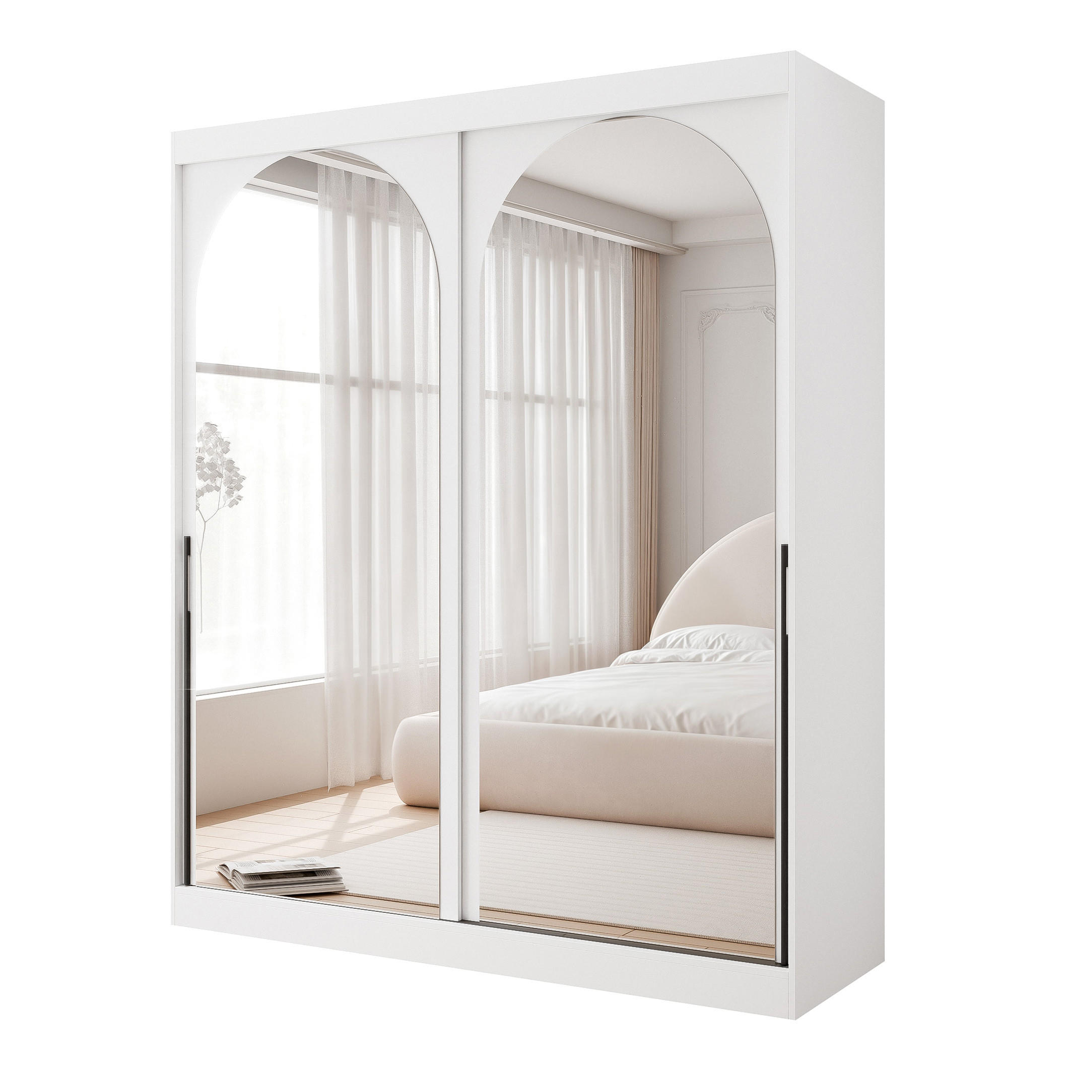 Idohome Schwebetürenschrank Weiß 200x215x65 cm