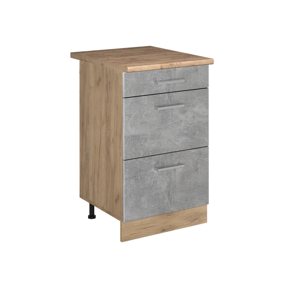 DULAP DE BAZĂ DE BUCĂTĂRIE R-Line, beton/Stejar auriu, 50 cm стільниця Золотий дуб - culoare lemn stejar/gri, compozit lemnos (50/81.6/60cm) - Vicco