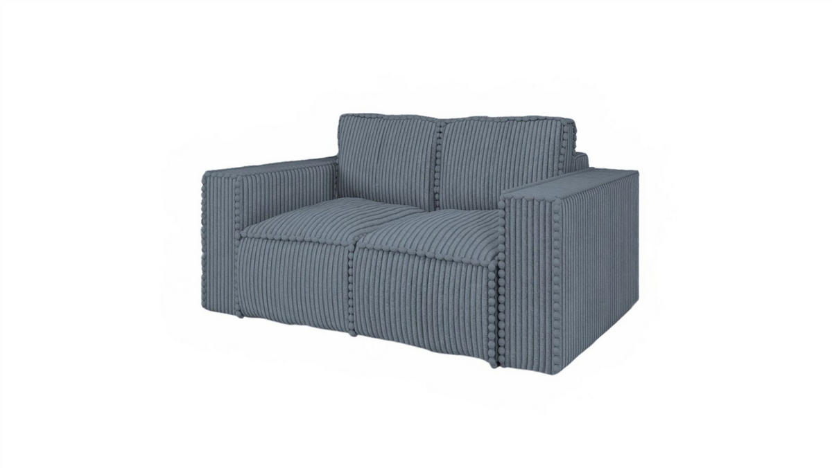 SOFASET Vajana 3-2-1 - Blau, Holzwerkstoff/Textil (240/86/102cm) - Fun Möbel