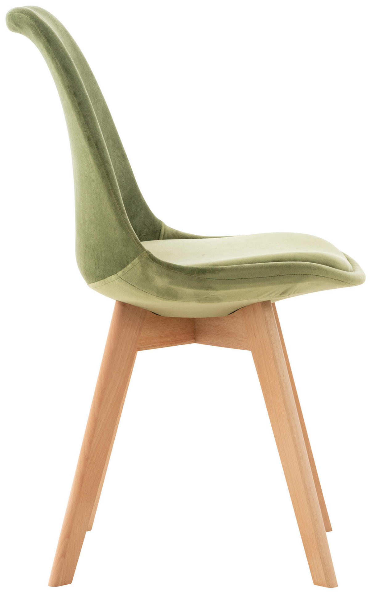 STUHL Samt hellgrün - Eukalyptusholzfarben/Hellgrün, Holz/Textil (49/83/50cm) - CLP