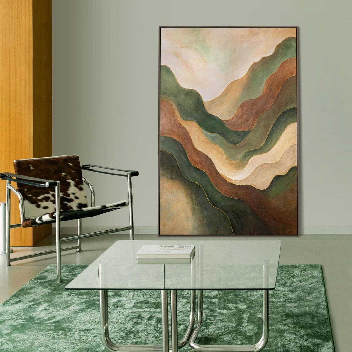 GEMÄLDE Tanz der Hügel Schattenfugenrahmen Beige 140x100 cm - Beige, Holz (140/100cm) - YS-art gallery