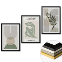 WANDBILDER 3er-Set - 40x60 cm Schwarzer Rahmen - Stilvolle Pflanzengrafiken - Schwarz, Kunststoff (40/60cm) - ArtPrintCave