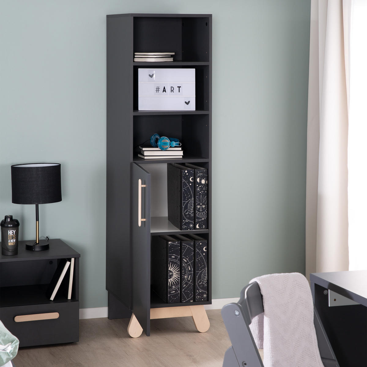 STANDREGAL Jara - Anthrazit, Holzwerkstoff (45/166.5/43cm) - Roba