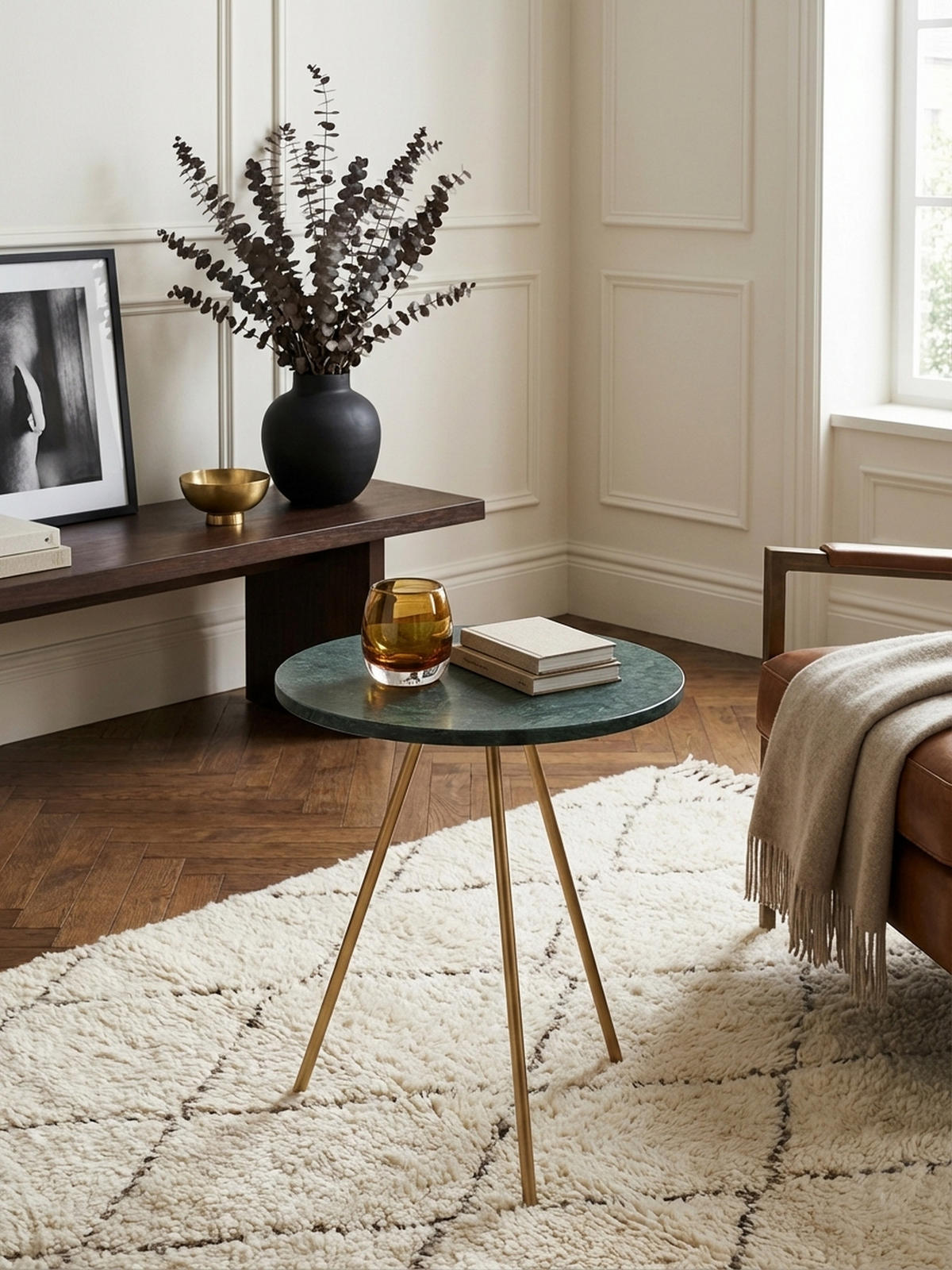 BEISTELLTISCH – Echter Marmor Grün Gold Metallbeine 38x38x44 cm - Goldfarben/Grün, Stein/Metall (38/38/44cm) - KADIMA DESIGN