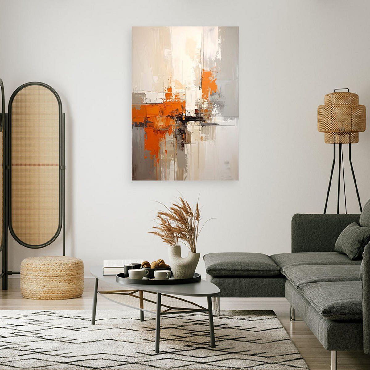 LEINWANDBILD, Orangefarbene Abstrakt - Orange, Textil (70/100cm) - Feeby