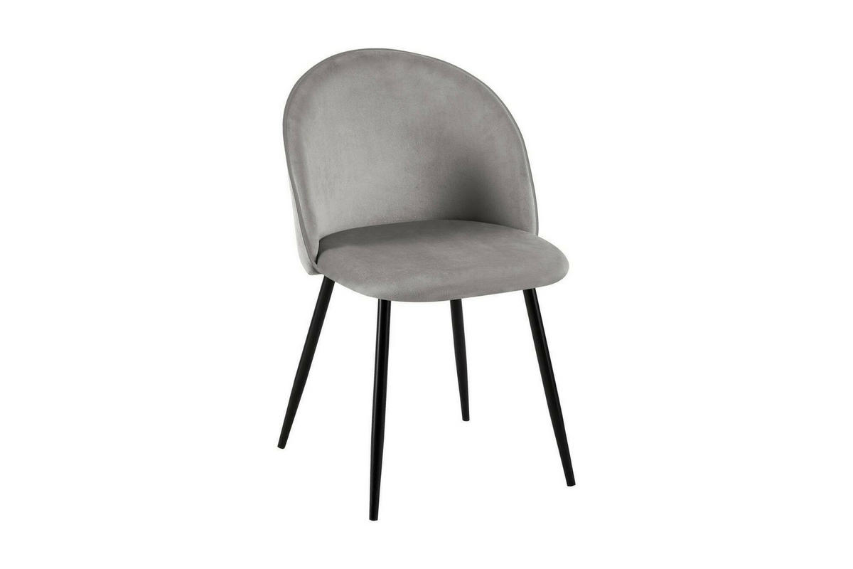STUHL 4er Set in Metall Grau 53.5x50.5h81.5 - Schwarz, Metall (50.5/81.5/53.5cm) - DMORA