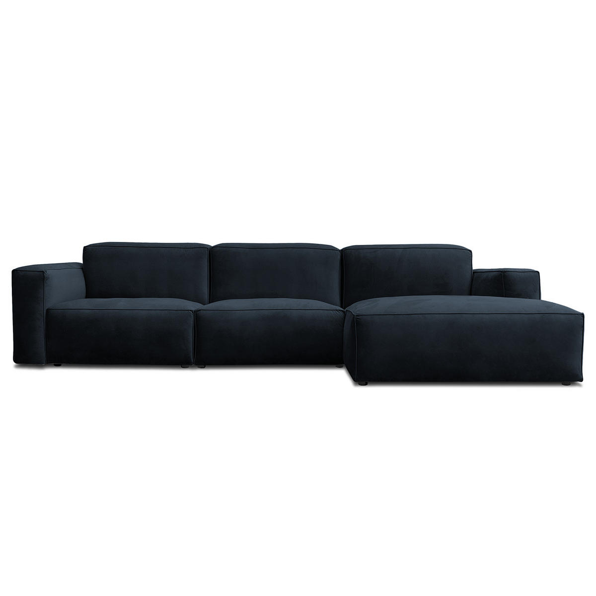 ECKSOFA mit Longchair - Schwarz/Dunkelblau, Kunststoff/Textil (345/170cm) - home24