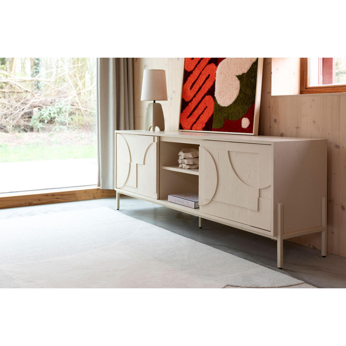 SIDEBOARD Faces - Beige, Holz (160/60/40cm) - Zuiver