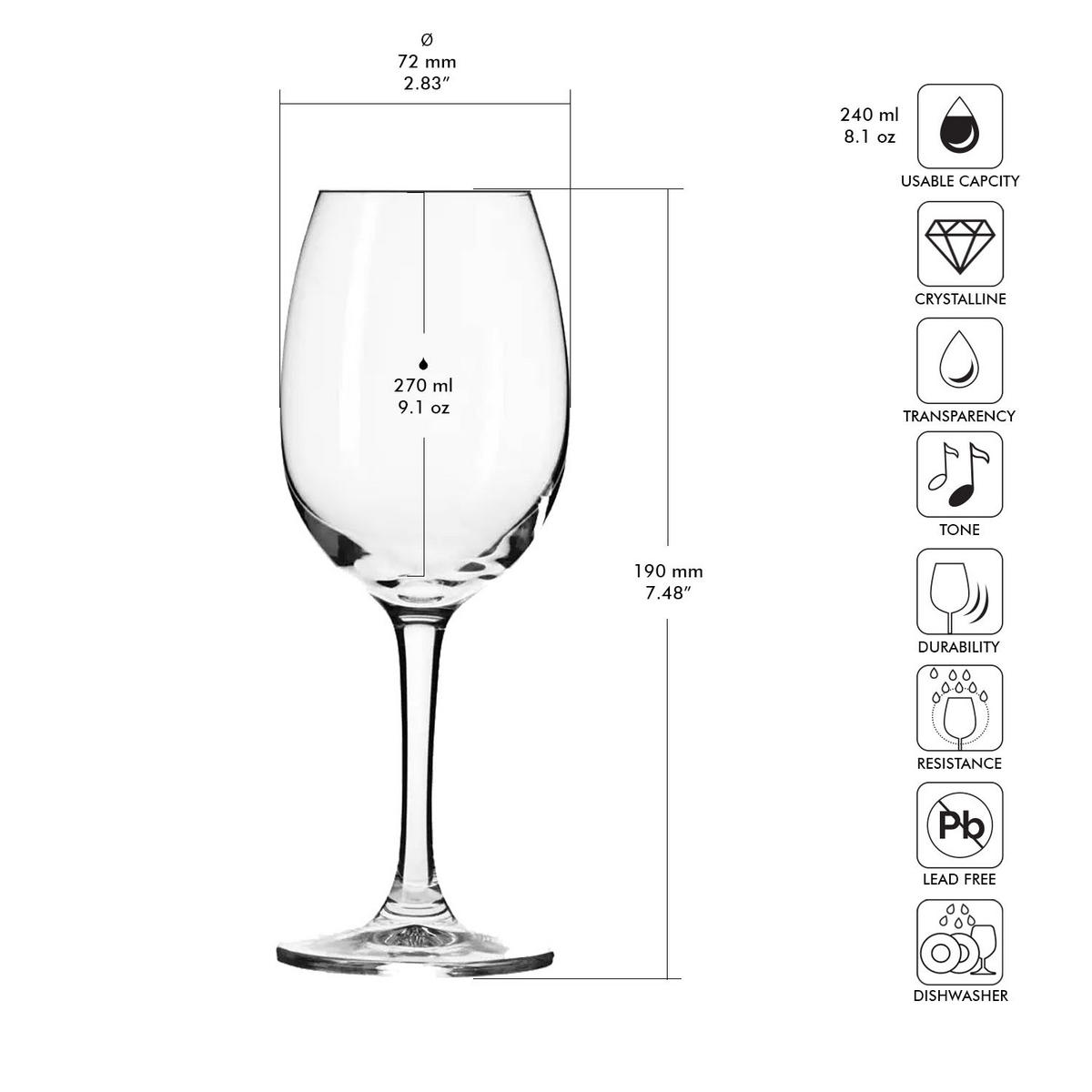 WEINGLÄSER, 6er-Set, 240 ml - Transparent, Glas (0.24L) - Krosno Glass