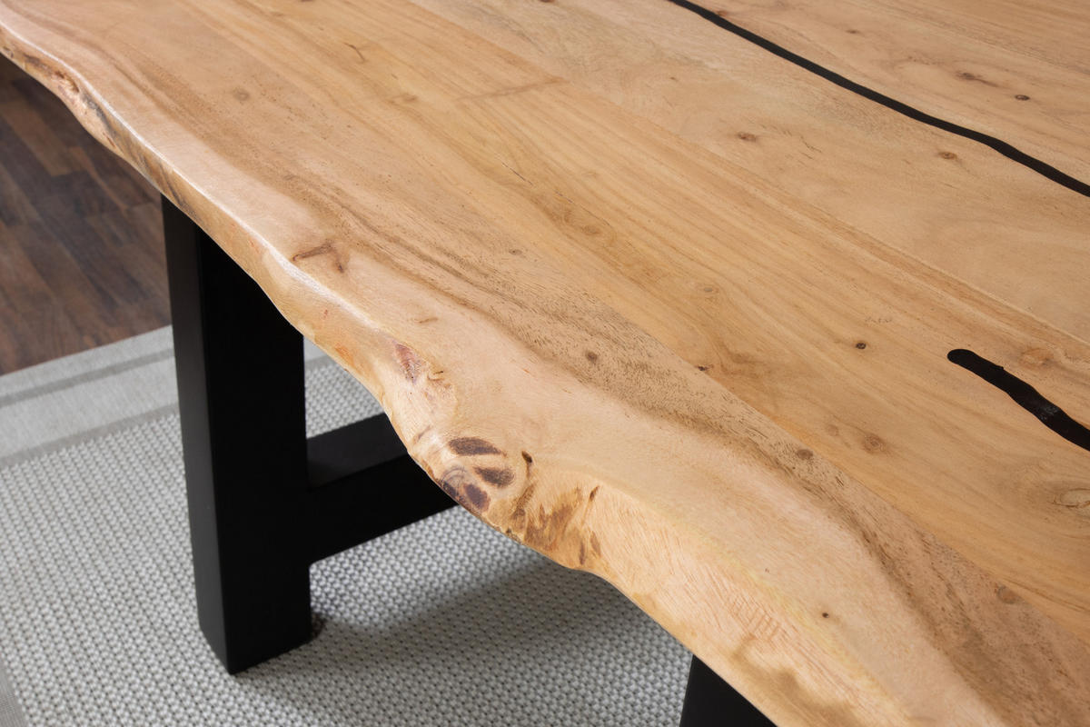 ESSTISCH POLLY - Beige/Schwarz, Holz/Metall (80/120/77cm) - SAM