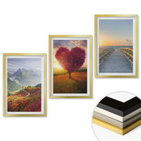 WANDBILDER 3er Set - 40x60 cm Goldrahmen - Landschaften Berge Baum Herz Pier - Goldfarben, Kunststoff (40/60cm) - ArtPrintCave