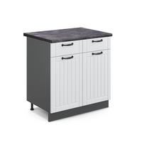 KÜCHENUNTERSCHRANK Fame-Line Weiß Landhaus 80 cm, AP Anthrazit - Anthrazit/Weiß, Holzwerkstoff (80/82/60cm) - Vicco