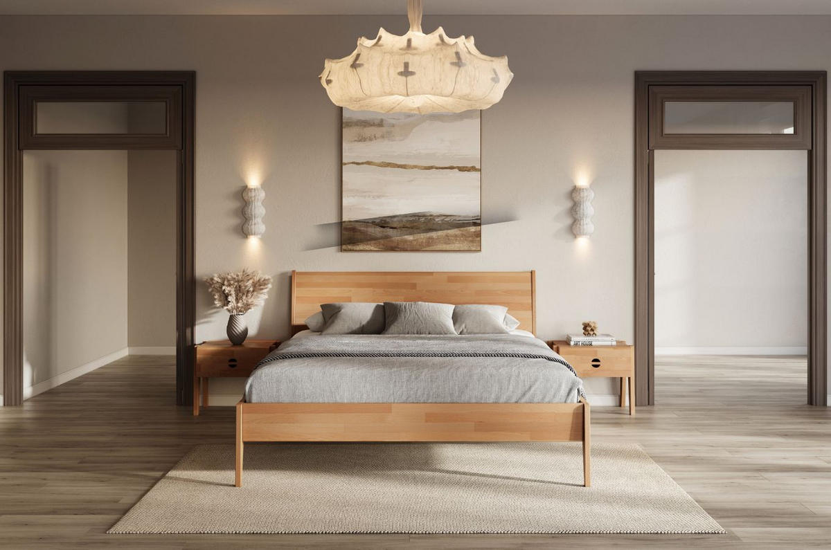 MASSIVHOLZBETT Radom 140/200 in Naturfarben, Buche-lackiert - Buchefarben, Holz/Buchenholz (140/200cm) - Visby