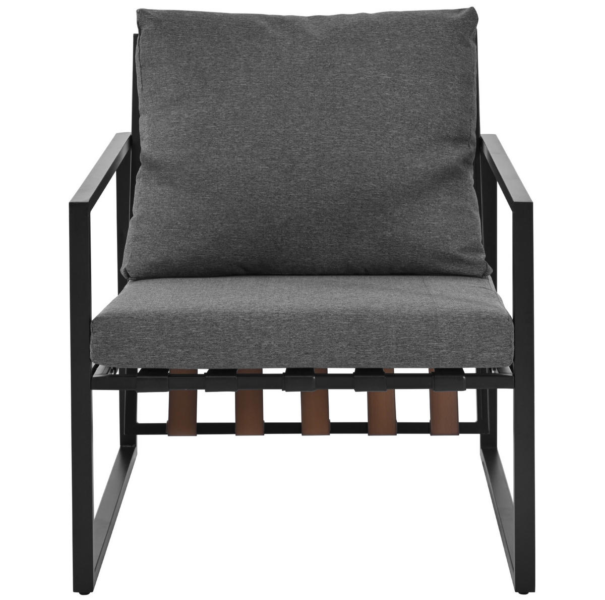 GARTENLOUNGE für 4 Personen mit Couchtisch, Ablage, waschbaren Kissenbezügen und Hartglasplatte, Schwarz - Schwarz, Kunststoff - Redom