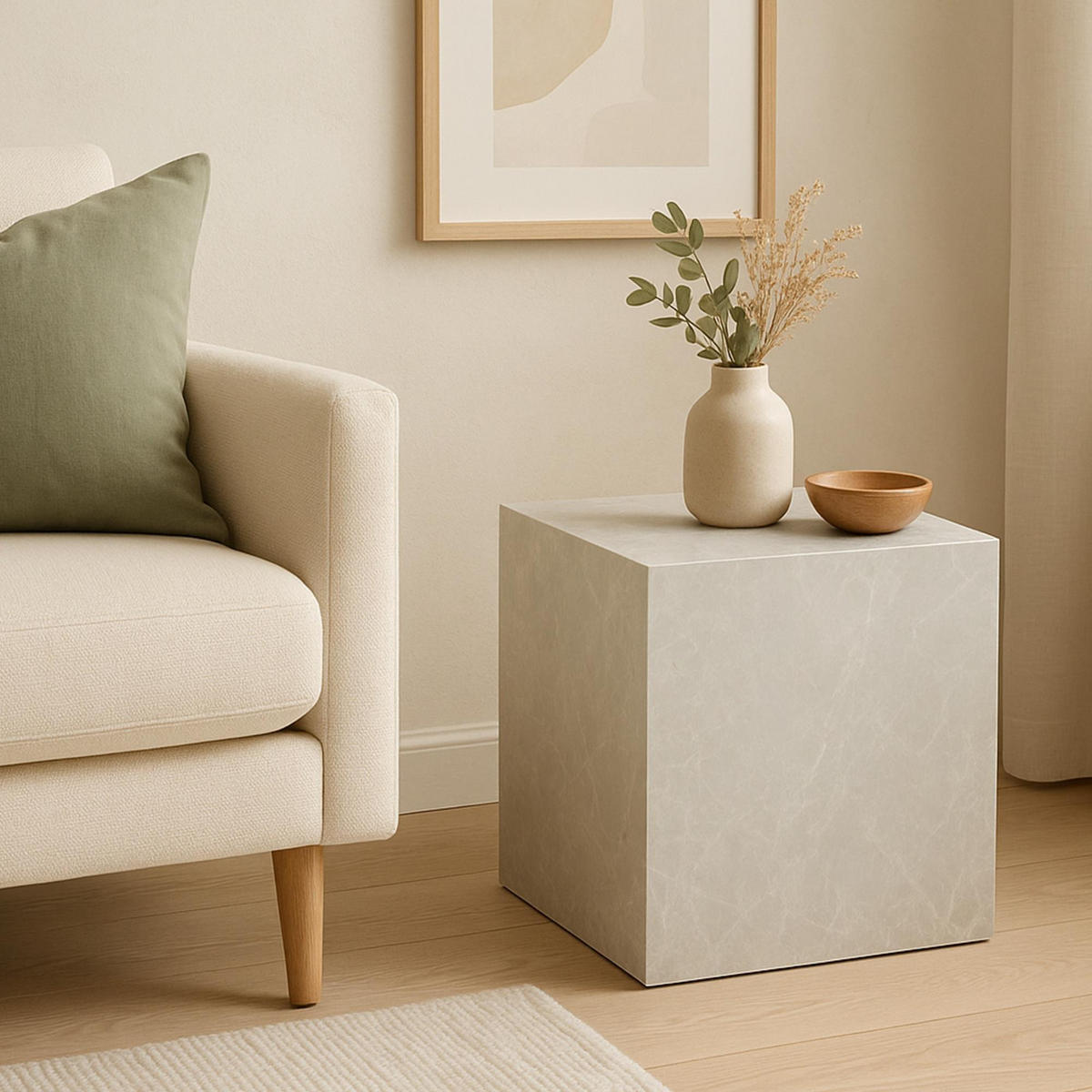 ODKLÁDACÍ STOLEK Ellelu - šedohnědá, kompozitní dřevo (40/40/45cm) - [en.casa]