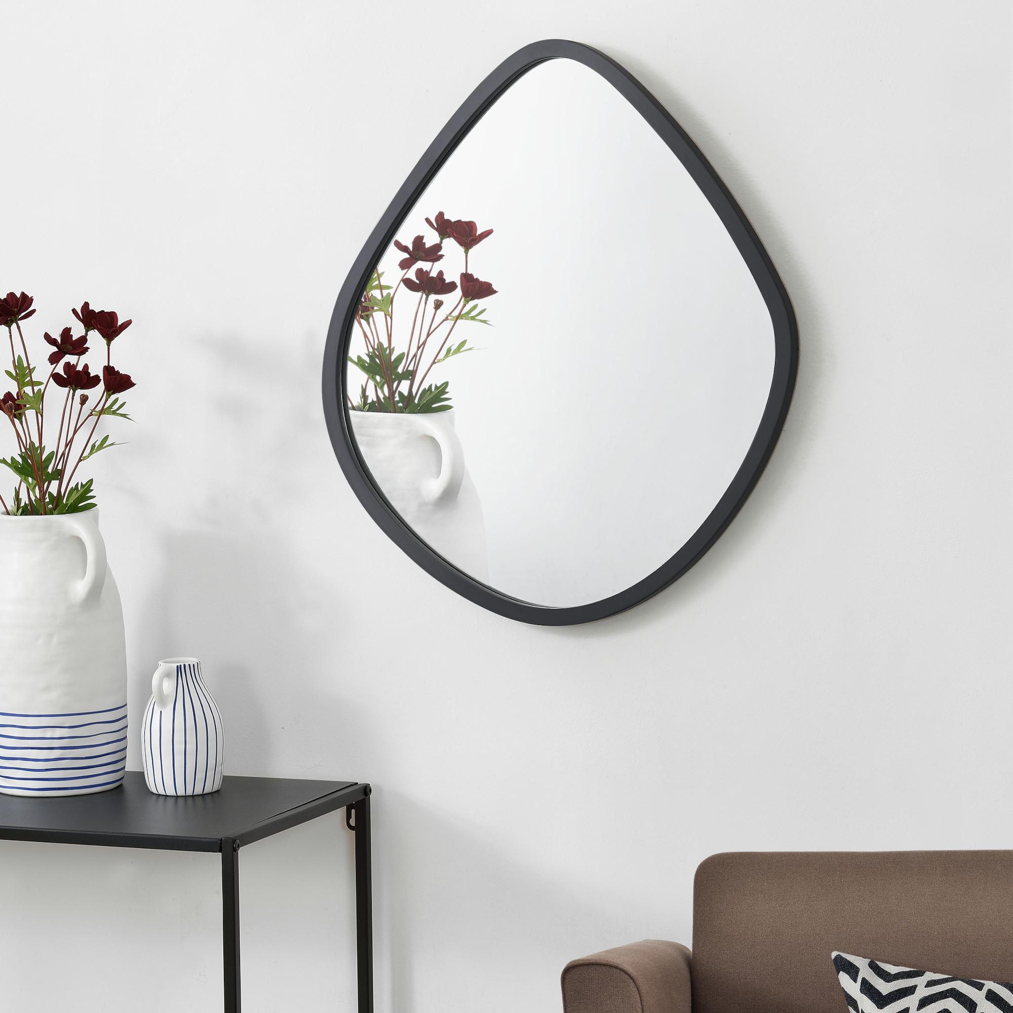 WANDSPIEGEL Galatone - Schwarz, Glas/Holzwerkstoff (56/64/60cm) - [en.casa]