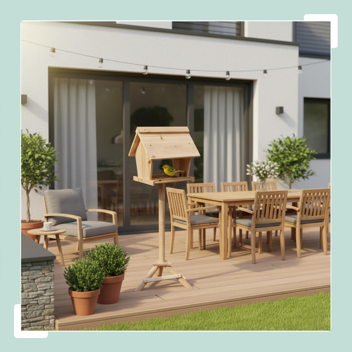 VOGELFUTTERHAUS - Hellbraun, Holz (32/107/27cm) - Relaxdays