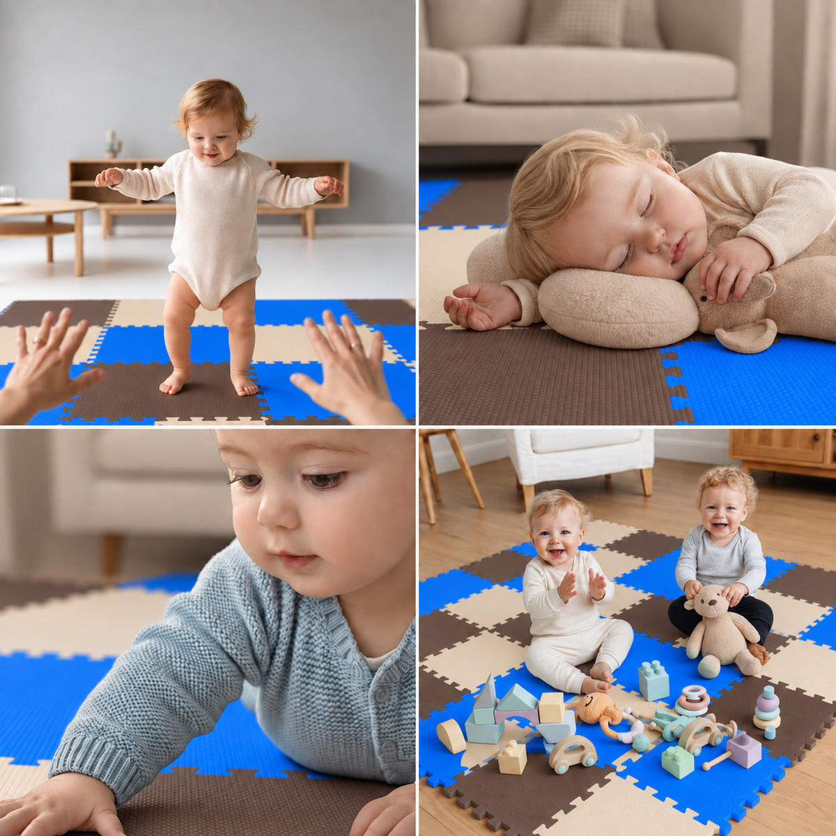 SPIELMATTE ab Null - 270/90 cm Puzzlematte Beige - Multicolor, Kunststoff (30/30cm) - Littletom