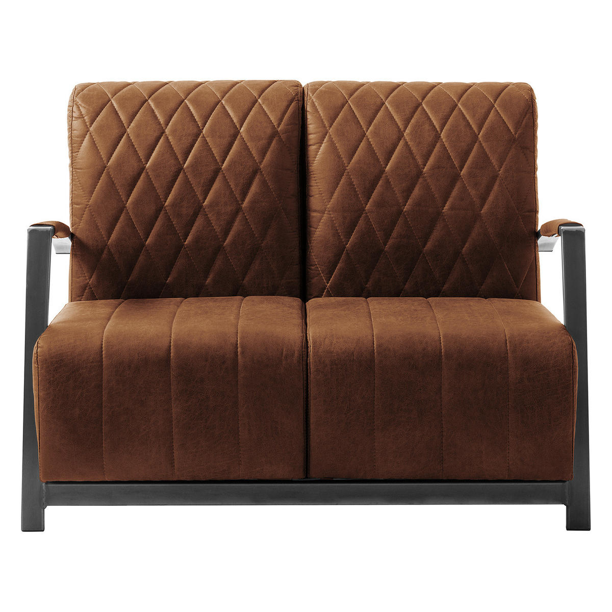 2-SITZER SOFA - Antiklederlook - Braun, Textil (114/83/83cm) - home24