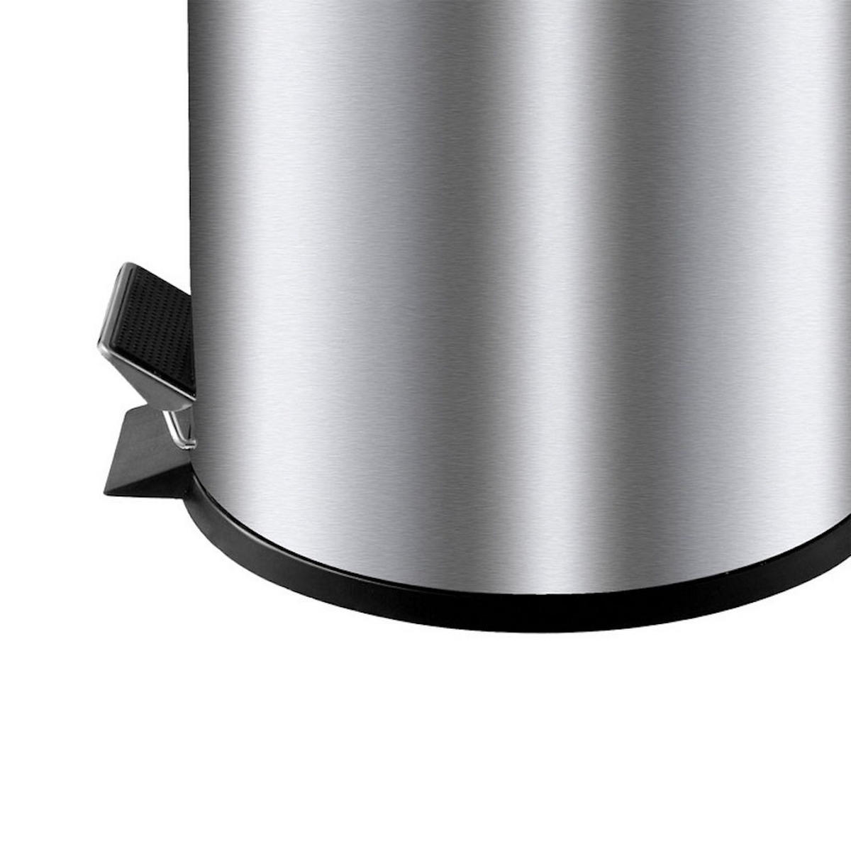 MÜLLEIMER Runder TretMit Herausnehmbaren Kunststoff Inneneimer 30 Liter 64 x 30 x 33 cm Edelstahl - Silberfarben, Metall (33/64/30cm) - PROREGAL