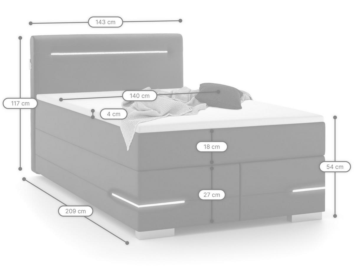 BOXBETT Lennox schwarz 140/200 cm - Schwarz, Textil (140/200cm) - wonello