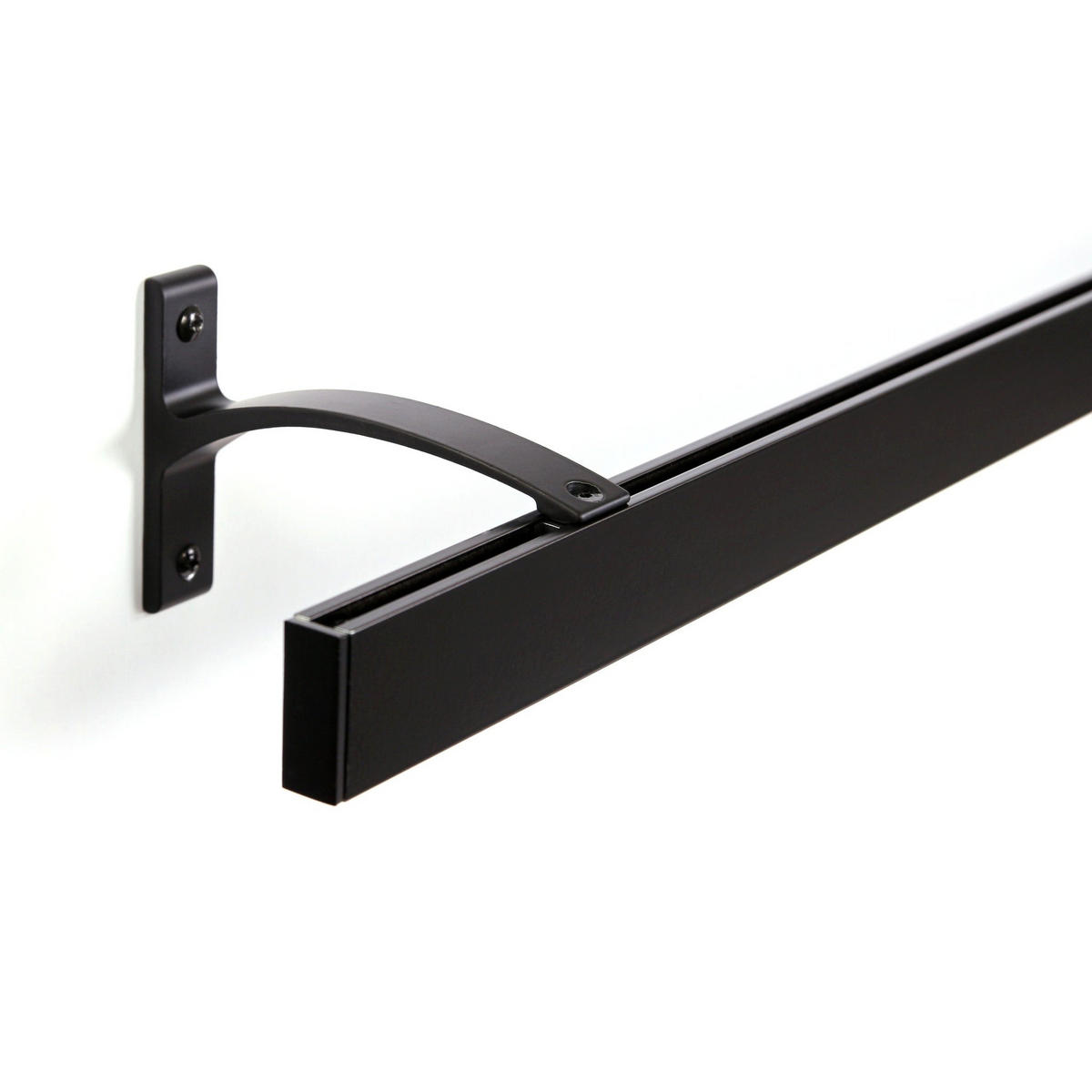 GARDINENSCHIENE auf Maß 1-lauf Wandmontage Curve 510cm - Schwarz, Metall (510cm) - Deco-Raum