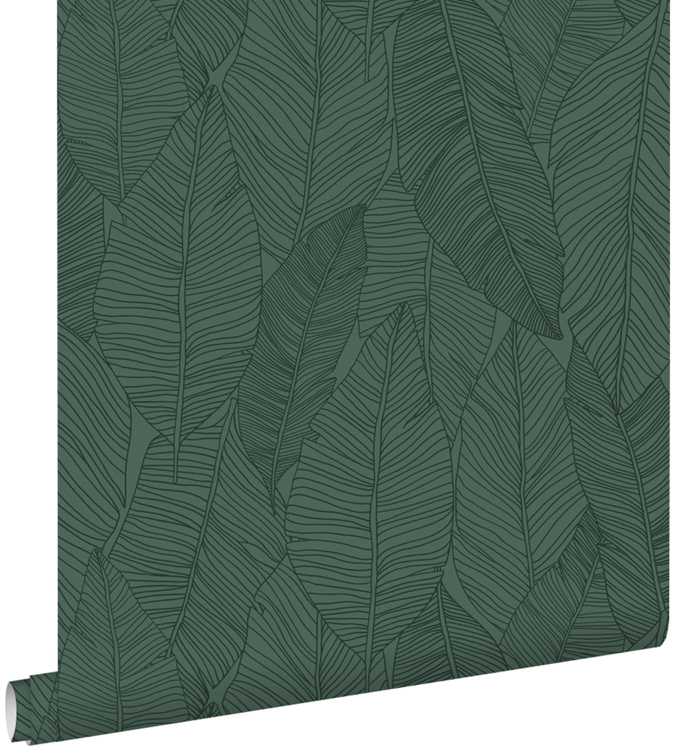 TAPETE gezeichnete Blätter 53 cm x 10.05 m - Grün, Papier (53/1000cm) - ESTAhome