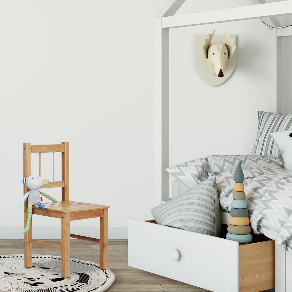 DEKO-STUHL - Hellbraun, Holz (27/57/29cm) - Relaxdays