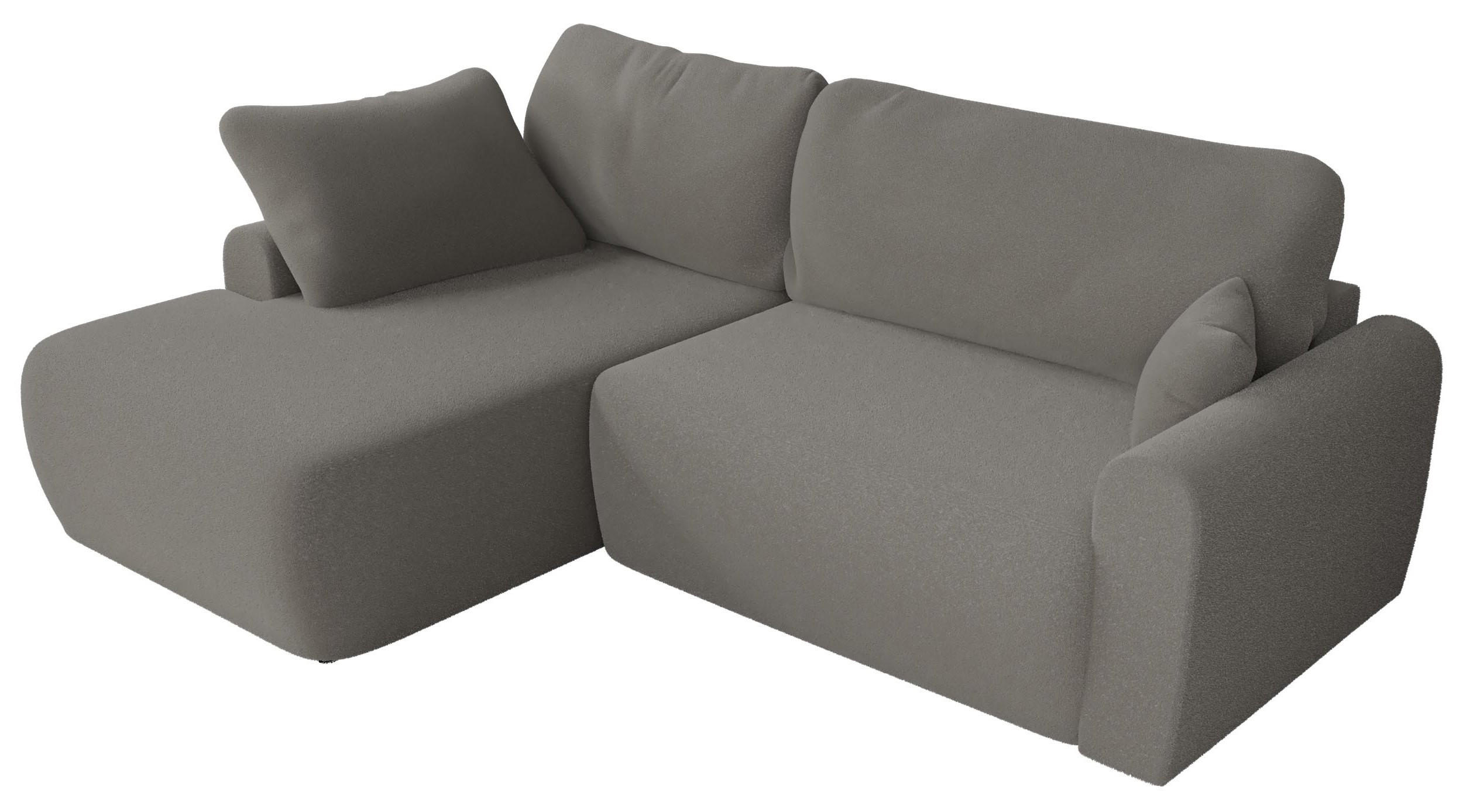 ECKSCHLAFSOFA CUBO L Hellgrau Boucle - links - Hellgrau/Schwarz, Kunststoff/Textil (273/187cm) - MKS