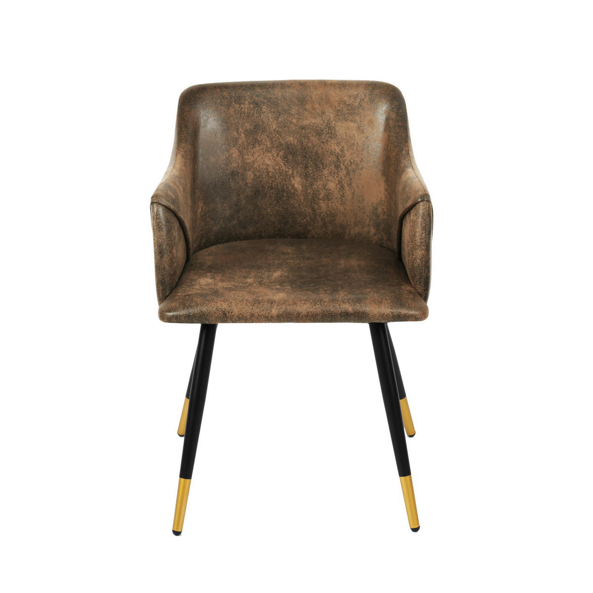 ARMLEHNSTUHL-SET 2 Stück in Samt Metallbeine - Braun, Holz/Textil (52/83/50cm) - Urban Meuble