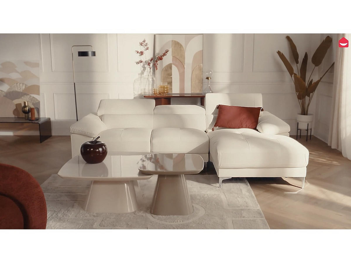 SOFA ohne Schlafmöglichkeit - -Sitzer - Leder - Weiß - - Weiß, Leder (265/73/167cm) - Vente-Unique