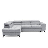 ECKSOFA PUDDING L Links mit Schlaffunktion 125x195 Velours Hellgrau - Hellgrau/Schwarz, Holz/Textil (203/275cm) - Muffo