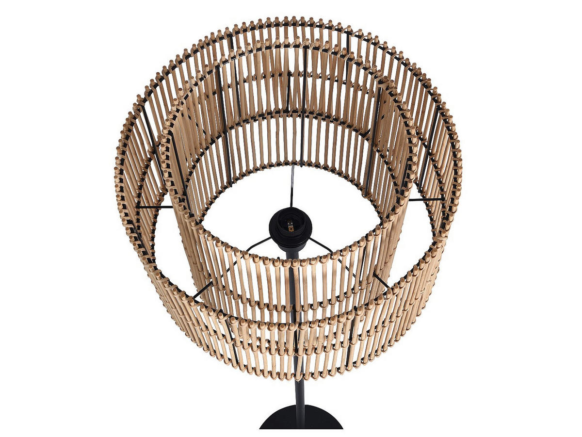 STEHLAMPE - 40 cm x 40 cm - holz - schwarz, naturfarben hell Parana - Schwarz/Naturfarben, Holz/Metall (40/40/157.5cm) - Vente-Unique